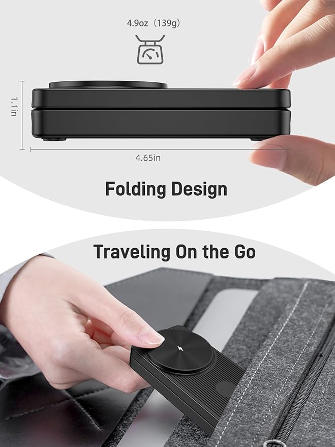 Wireless Charger for Apple Charging Station Dual MagSafe Charger for iPhone 17/17 Pro/17 Pro/iPhone 16 Pro Max//AirPods 3 in 1 Foldable iPhone Charging Station Watch Charger for Apple iWatch Series