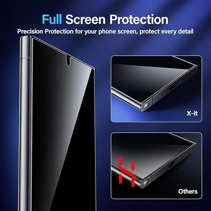 X-it for Samsung Galaxy S23 Ultra/S22 Ultra Screen Protector Privacy [Auto Alignment/Dust Removal]Bubble-Free[100% Ultrasonic Fingerprint ID] Easy Installation Full Coverage Anti-Spy [Non-Glass] 2 P