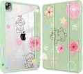 May Chen for iPad Pro 11 inch M2 4th Generation 2022 iPad Pro 11 3rd/2nd/1st Gen Case with Transparent Shockproof Back Cover [Built-in Pencil Holder Auto Sleep/Wake Green Flower Dog