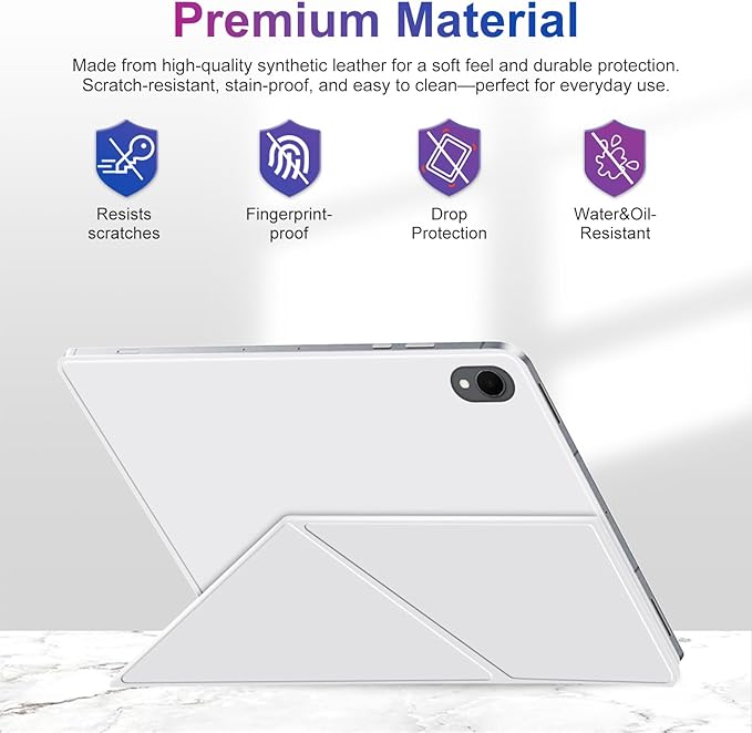 Case for Samsung Galaxy Tab S11 2025 Tablet 11 Inch – Magnetic Detachable Protective Cover with Dual-Side Clasp Y-Fold Stand Pencil Holder Heat Dissipation Design(White)