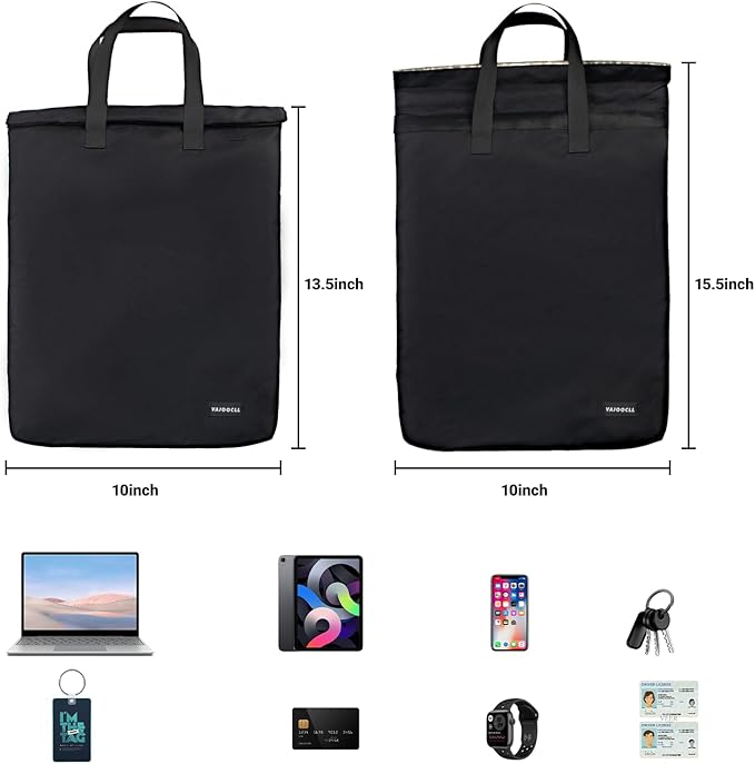 Faraday Bag for Electronics 5G/Bluetooth/WiFi/GPS Signal Blocking Anti-Tracking Faraday Cage with Handle EMP Protection Bag for Laptops Tablets Phones Car Keys (15.5X10inch)