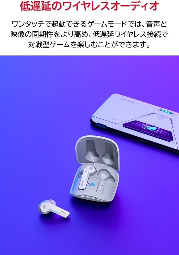 ASUS ROG Cetra True Wireless Gaming Earbuds – Bluetooth Low-Latency ANC Noise Cancelling Touch Control IPX4 Water Resistant 27Hr Battery Wireless Charging for PC Mobile Switch Ally/X - White