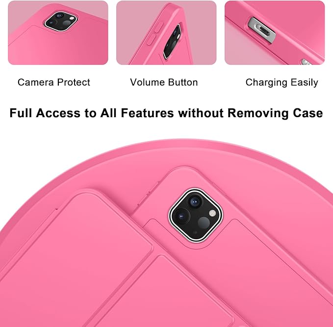 ZryXal New iPad Pro 13 Inch Case (M5) 2025 / (M4) 2024 with Pencil Holder Smart iPad Case [Support Pencil Pro and Pencil (USB-C)] Support Touch ID and Auto Wake/Sleep (Watermelon)
