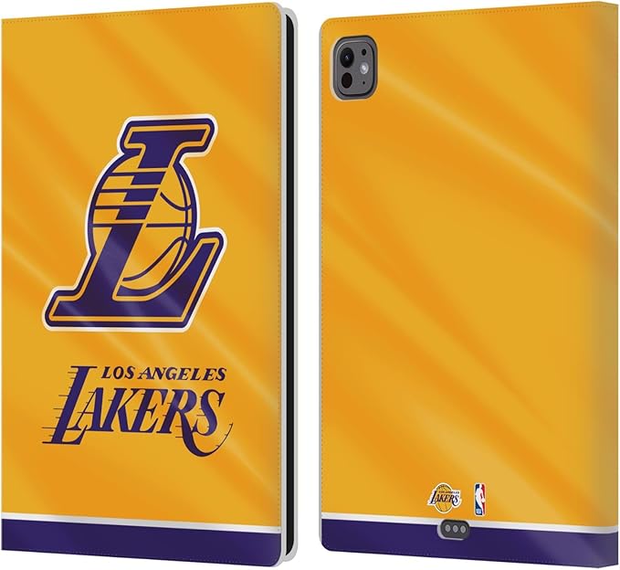 Head Case Designs Officially Licensed NBA Horizontal Banner Los Angeles Lakers Leather Wallet Case Compatible with Apple iPad Pro 11 M4/M5 2024/2025