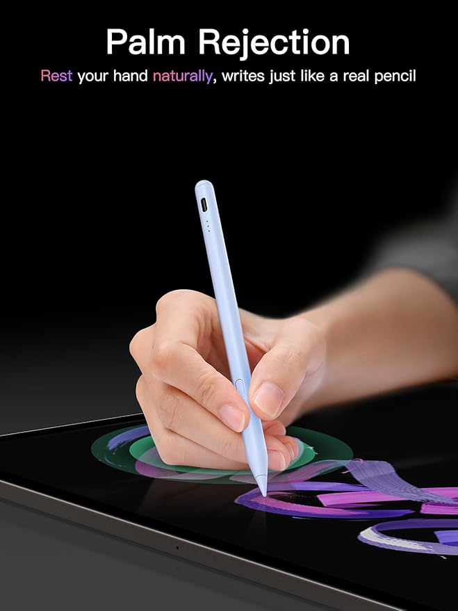 Stylus Pen for ipad 2018-2026 USB-C Fast Charging Pencil Pixel-Perfect Tilt Sensitivity for iPad 11/10/9/8/7/6/A16 iPad mini 7/6/5 iPad Air M4/3/2 11/13/5/4/3 iPad Pro M5/4 13/12.9″/11″ Blue