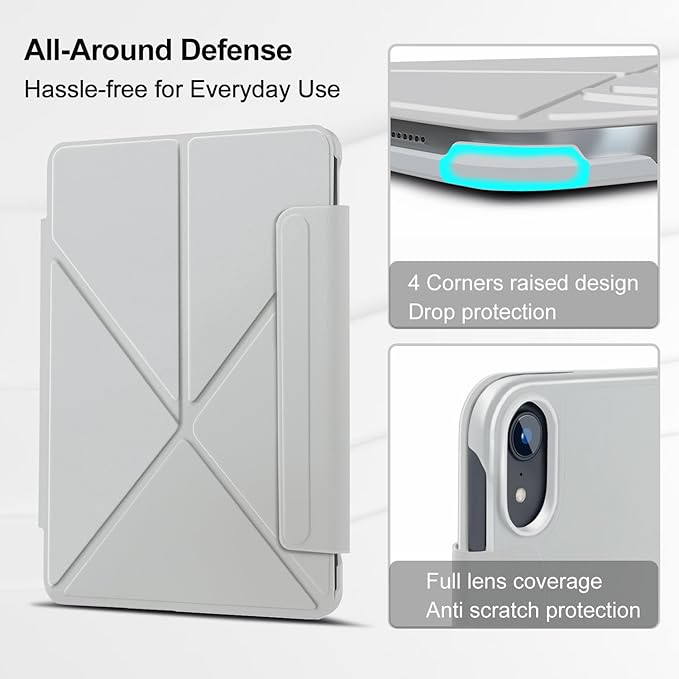 for iPad Air 11 Inch Case M4/M3/M2(2026&amp2025&amp2024)Slim Powerful Magnetic iPad Air 5/4th Case 10.9 Inch4 Standibg AnglesVertical Stand Coverwith Auto Wake/Sleep and with Pencil Holder - Gray