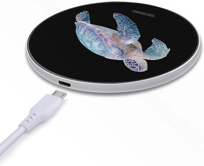 Turtle Gradient Colors Fast Portable Charger 10W Funny Graphic Phone Charging Pad with USB Cable