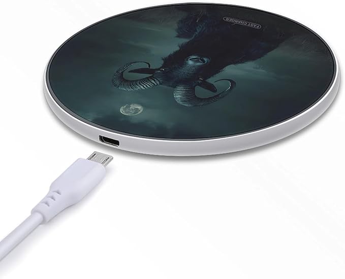 Gothic Satan Black Goat Wireless Charger Anti-Slip Wireless Charging Pad Slim Charger Mat for Men Women