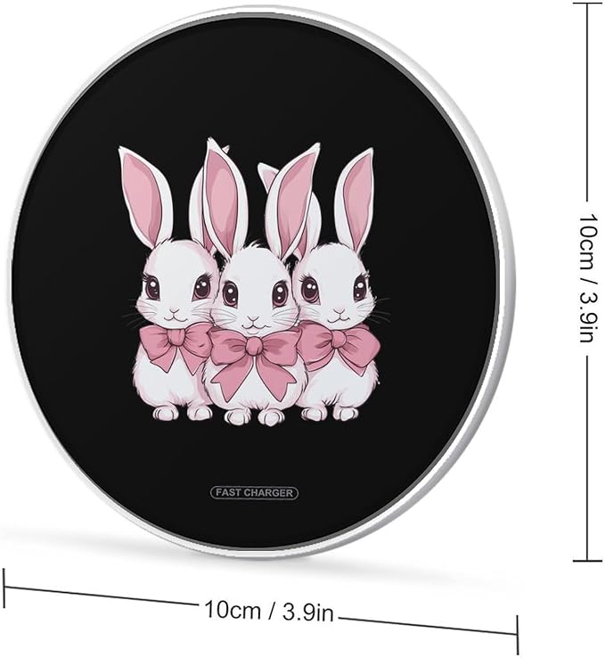 Rabbits Bow Wireless Charger Anti-Slip Wireless Charging Pad Slim Charger Mat for Men Women