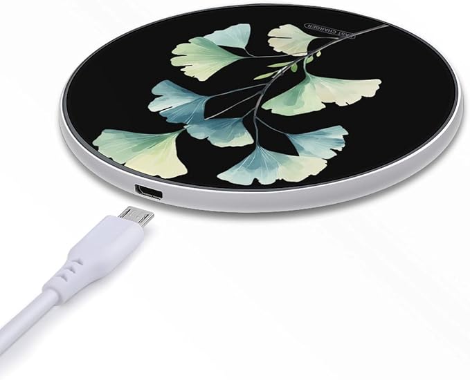 Ginkgo Leaves Phone Charger Magnetic Charging Pad Anti-Slip with USB Cable