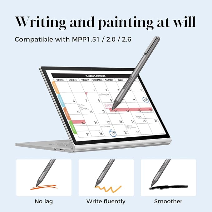 Windows Stylus Pen for Microsoft SurfaceHPDelletc.-3000hrs Battery Life-Pressure SensitivePalm RejectionEraser&ampRight Click Button-Compatible ONLY with MPP 1.512.02.6-Pls Check Your Laptop M