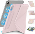 for iPad mini 7 A17 Pro Case(2024)iPad mini 7th/6th Slim Powerful Magnetic Case4 Standibg AnglesVertical Stand Coverwith Auto Wake/Sleep and with Pencil Holder (Pink iPad mini 6th/7th)