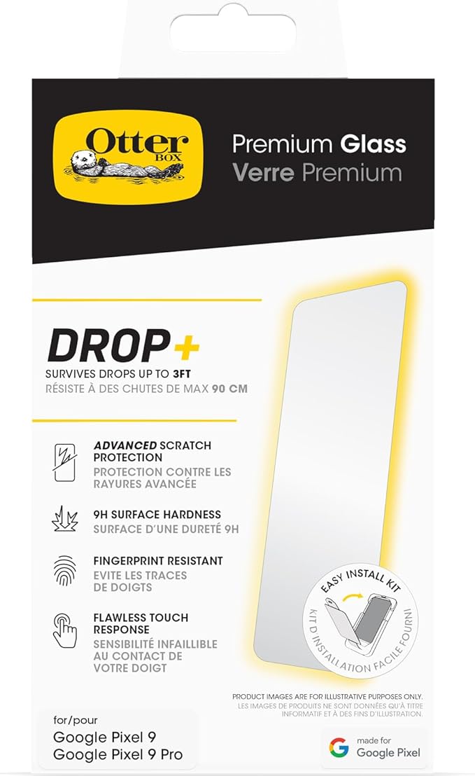 OtterBox Google Pixel 9 &amp 9 Pro Premium Glass Scratch Protection Flawless Touch Response Easy Installation (Ships in Polybag)