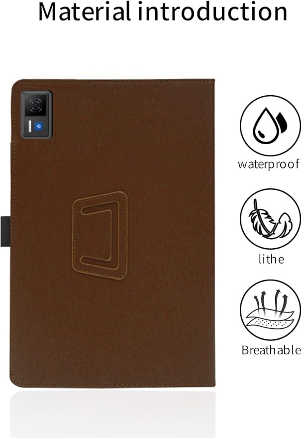 for DOOGEE U13 2025 13 Inch Android Tablet CaseBOVUGAC Folding Stand Protective Cover with Pencil Holder and Wrist StrapFull Protection Premium PUScratch Resistant(Brown)