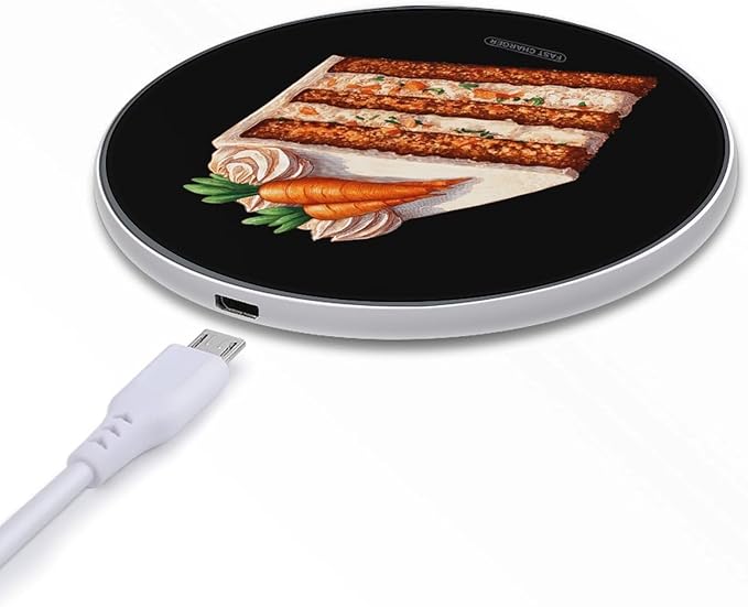 Carrot Cake Fast Portable Charger 10W Funny Graphic Phone Charging Pad with USB Cable