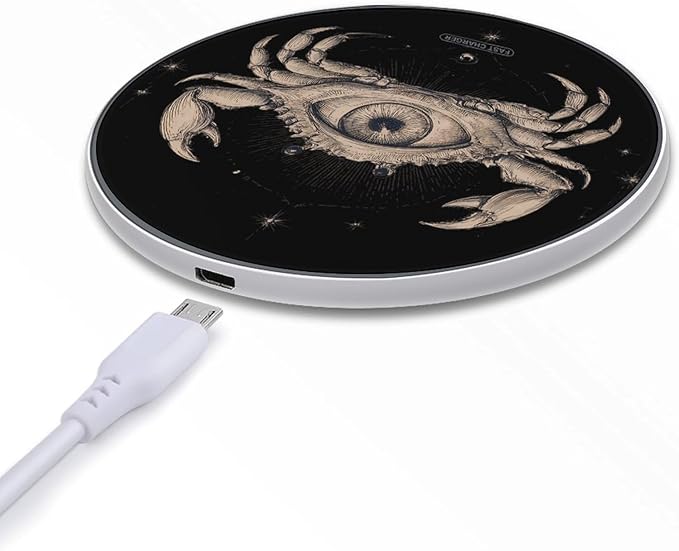 Crab Eye Cancer Constellation Fast Portable Charger 10W Funny Graphic Phone Charging Pad with USB Cable