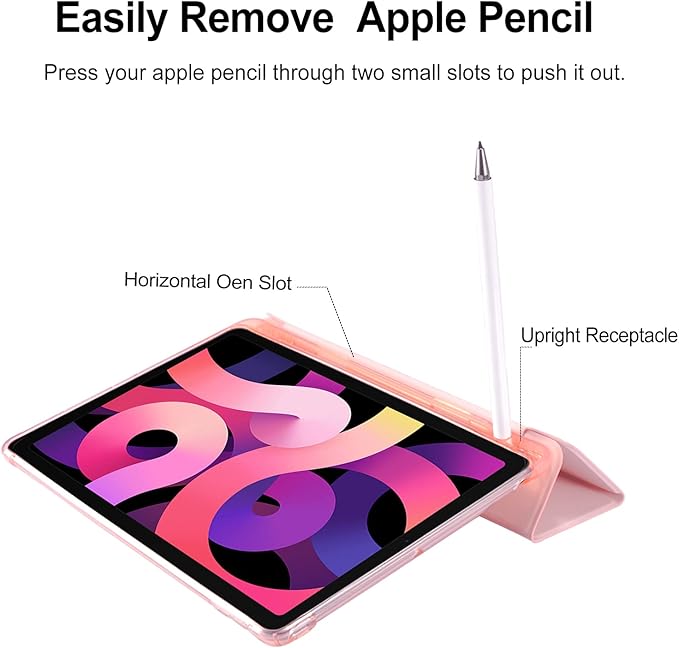 Cute Kawaii Bow for iPad 5th/6th Generation Case with Pencil Holder Auto Sleep/Wake Pink Leather Soft TPU Back Cover for iPad 9.7 Inch