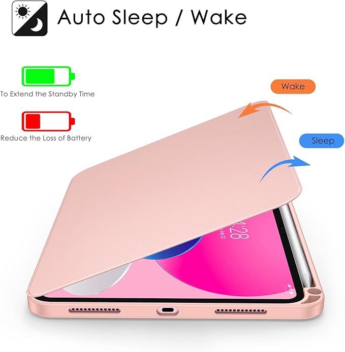 Soke Rotating Case for iPad (A16) 11th Generation 2025 iPad 10th Gen 2022 with Pencil Holder [Shockproof + Auto Sleep/Wake] 360 Degree Rotation Clear Back for iPad 11/10.9 - Rose Gold