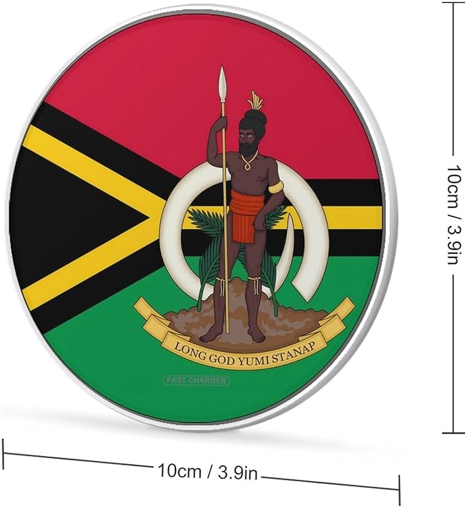 Flag of Vanuatu National Emblem Phone Charger Magnetic Charging Pad Anti-Slip with USB Cable