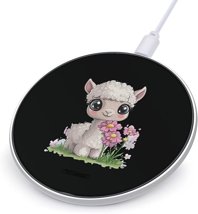 Alpaca Print Wireless Charger Anti-Slip Wireless Charging Pad Slim Charger Mat for Men Women