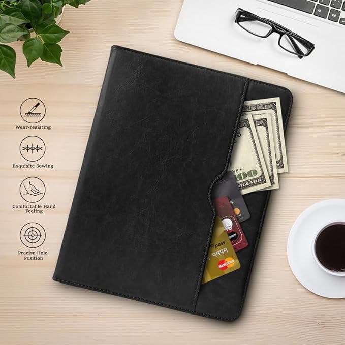 Leather Cases for IPad Pro 12.9 Case 6th/5th/4th/3rd Generation - Protective Multi-Angle Folio with Pencil Holder &amp Pocket - Auto Wake/Sleep Premium PU Leather Cover - Black