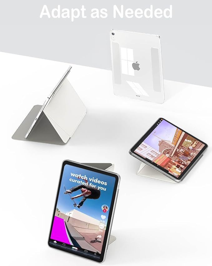 Feams V Fold Case for iPad (A16) 11th Generation 11 Inch 2025 iPad 10th Generation 10.9 Inch 2022 V-Shaped Standing Magnetic Detachable Clear Back Case with Portrait Mode &amp Auto Sleep Cream Whi