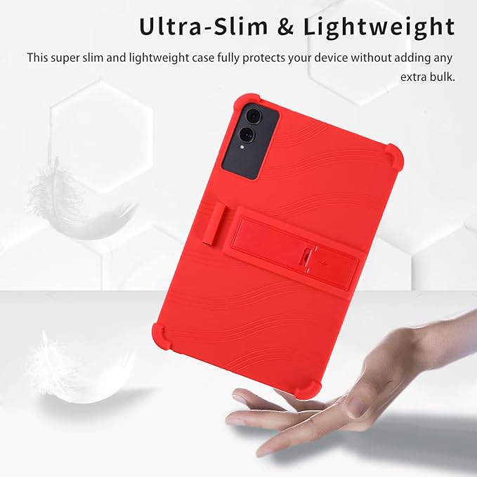 Case for TECLAST T65 13.4-Inch Tablet – Shockproof Silicone Protective Cover with Kickstand Drop-Resistant Business Style (Red)