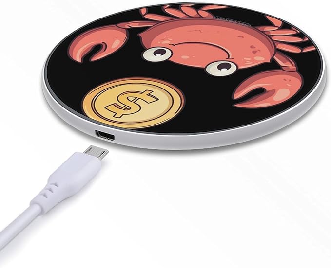 Red Crab Dollar Coin Phone Charger Magnetic Charging Pad Anti-Slip with USB Cable