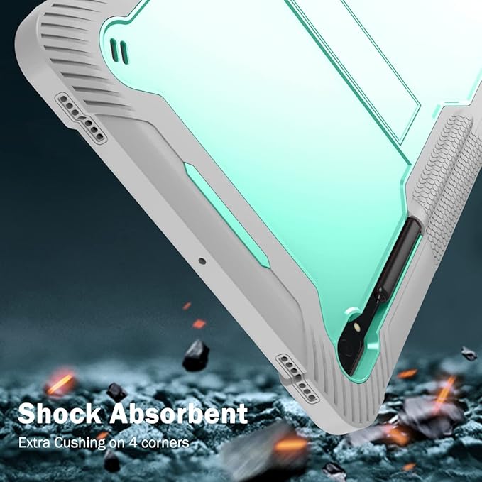 Protective Case Compatible with Samsung Galaxy Tab S9 Ultra 14.6 Inch 2023 Case with Built-in Stand Rugged Hybrid Shockproof Protective CoverCompatible with Samsung Galaxy Tab S9 Ultra(Grey+Green)