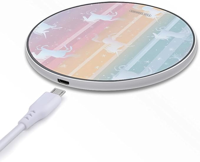Colorful Unicorm Stripes Phone Charger Magnetic Charging Pad Anti-Slip with USB Cable
