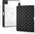 Cute Kawaii Polka Dot for iPad Pro 13 Inch Case (M5/M4) 2025/2024 with Pencil Holder Auto Sleep/Wake Black Leather Clear Acrylic Back Cover