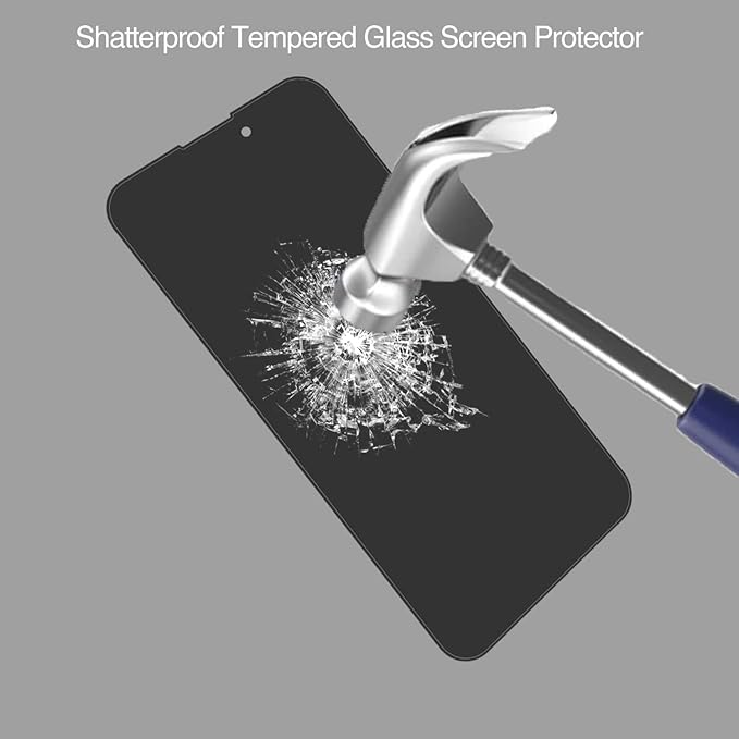 Deara ArmorPro 9H+ Tempered Glass Privacy Screen Protector for iPhone 16/iPhone 15/iPhone 15 Pro [6.1 Inch] Anti Spy Case Friendly (Longest Durable) 2 Pack