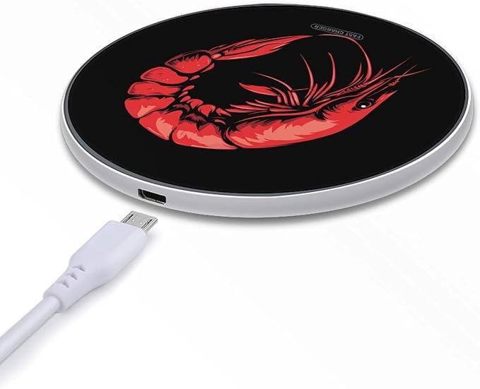 Red Shrimp Wireless Charger Anti-Slip Wireless Charging Pad Slim Charger Mat for Men Women