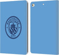 Head Case Designs Officially Licensed Manchester City Man City FC Blue Obsidian Mono Badge Leather Wallet Case Compatible with Apple iPad 9.7 2017 / iPad 9.7 2018