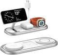 3 in 1 Fast Wireless Charger Stand for iPhone Foldable Travel Charging Station for Magsafe for iPhone 17/Air/16/15/14/13/12 Series Apple Watch Series AirPods pro/2/3/4 Gifts for Women Men (Silver)