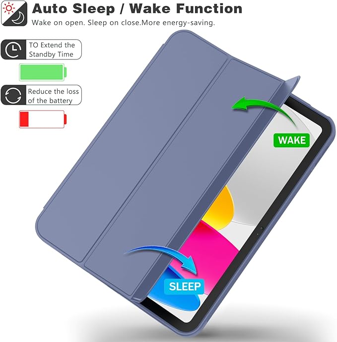 Case for iPad (A16) 11 Inch 2025/iPad 10th Generation 10.9 Inch 2022 Slim Trifold Stand Protective Cover with Pencil Holder and Soft TPU BackSupport Auto Sleep/Wake (Lavender)