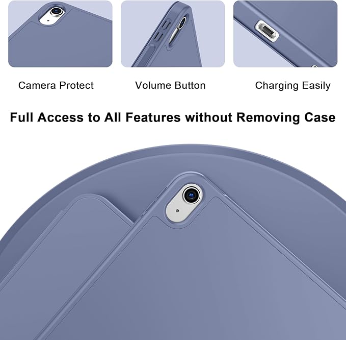 Case for iPad (A16) 11 Inch 2025/iPad 10th Generation 10.9 Inch 2022 Slim Trifold Stand Protective Cover with Pencil Holder and Soft TPU BackSupport Auto Sleep/Wake (Lavender)