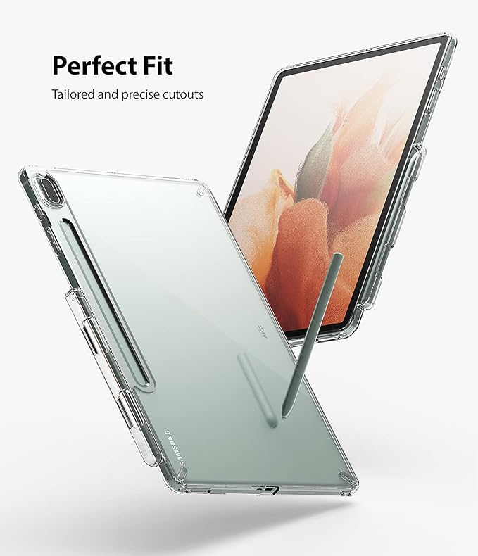 Ringke Fusion Designed for Galaxy Tab S7 FE Case 12.4-inch (2021) Transparent Hard Back Shockproof Bumper Tablet Back Cover with Side S Pen Holder - Clear