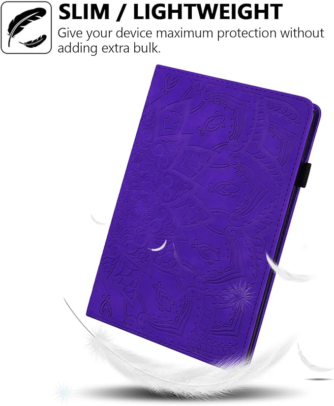 Case for Amazon Fire Max 11 (2023) Techcircle Stylish Mandala Embossed PU Leather Folio Stand Soft TPU Back Cover Slim Lightweight Elastic Band Protective Case with Pen Holder &amp Card Slots Purpl
