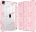 Tuiklol Case for iPad Pro 12.9 Inch M2 Case 2022 2021 2020 2018 Generation 6th/5th/4th/3rdBuilt-in Pencil 2nd Holder Clear Transparent Protective Back Shell Cover Pink Bows