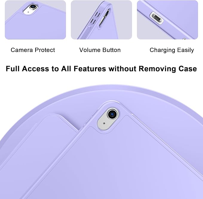 Case for iPad (A16) 11 Inch 2025/iPad 10th Generation 10.9 Inch 2022 Slim Trifold Stand Protective Cover with Pencil Holder and Soft TPU BackSupport Auto Sleep/Wake (Light Purple)