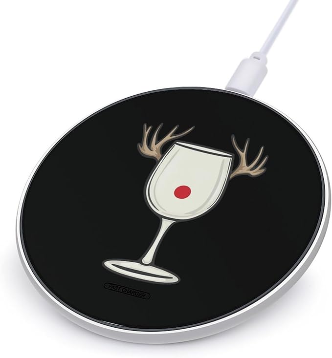 X-mas Winedeerreindeer Wireless Charger Anti-Slip Wireless Charging Pad Slim Charger Mat for Men Women