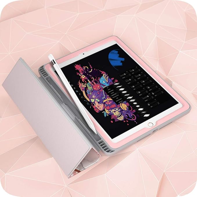 i-Blason Case for iPad 6th Generation iPad 9.7 Case 2018/2017 [Built-in Screen Protector] Full-Body Trifold [Cosmo] Smart Cover with Auto Sleep/Wake &amp Pencil Holder for Apple iPad 9.7 Inch (Marb