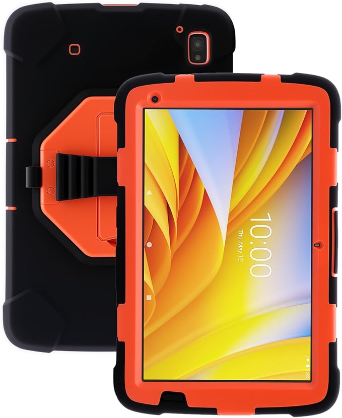 Protective Case for Zebra ET40 ET45 10 Inch Tablet Only Military Grade Shockproof Rugged Cover with Hand Strap &amp Stand SG-ET4X-10EXOSKL1-01 Compatible with Zebra Accessories (Orange)