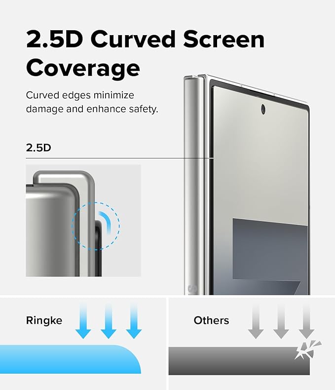 Ringke Cover Display Easy Slide [Super Easy to Install] Compatible with Samsung Galaxy Z Fold 7 Screen Protector for the Outer Display Case Friendly Shatterproof Front Tempered Glass - 2 Pack