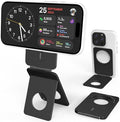 Cell Phone StandAdjustable Height and Angle Foldable Phone Holder for Desk Aluminum Cell Phone HolderStrong Magnetic Phone Stand Compatible with iPhone 16/15/14/13/12 Series (Black)