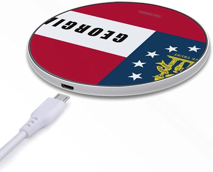 Georgia State Flag U.S.A. Phone Charger Magnetic Charging Pad Anti-Slip with USB Cable
