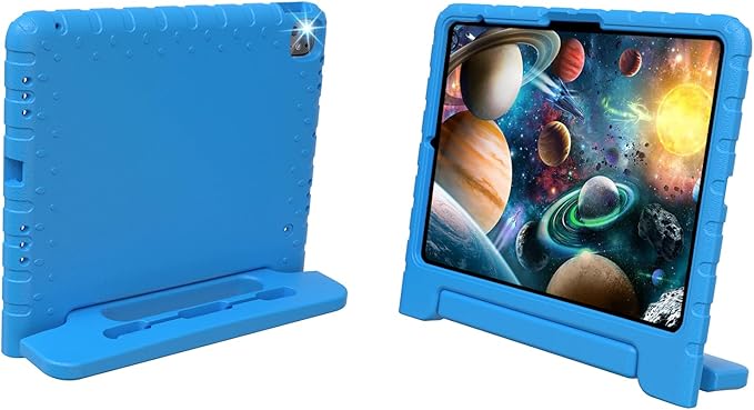 for iPad Pro 13 inch Case 2024 Shockproof Kids iPad 13 Pro Case Protective Cover for iPad Pro 13 M4 with Pencil Holder Anti-Slip Handle Stand Blue