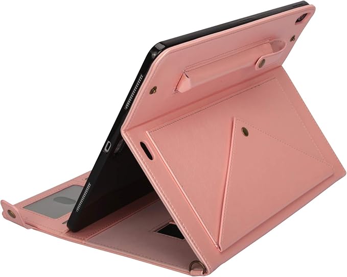7.9-inch iPad mini Case with Pencil Holder Techcircle Smart Folio Stand PU Leather Crossbody iPad mini Series Cover with Hand Strap Multiple Card Slots Envelope Pocket Wallet Case Rose Gold