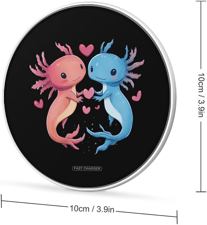 Cute Axolotl Wireless Charger Anti-Slip Wireless Charging Pad Slim Charger Mat for Men Women